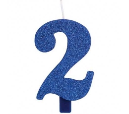 Svecīte "2", zila (9,5 cm)