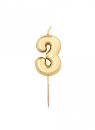 Svecīte "3" , zelta
