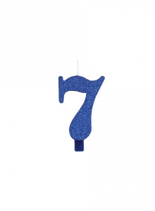 Svecīte "7", zila (9,5 cm)