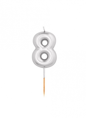 Svecīte "8", sudraba (8 cm)
