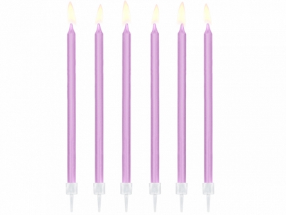 Svecītes, ceriņkrāsas (12 gab./14 cm)