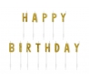 Svecītes - irbulīši  "Happy Birthday", zelta