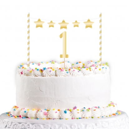 Tortes dekorācija "Pirmā dzimšanas diena", zelta