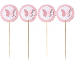 Uzkodu kociņi "Rozā tauriņš" (4 gab./25 cm) 