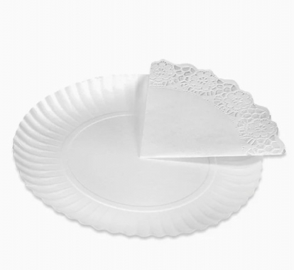 Uzkodu paplāte ar salveti, balta (30 cm)