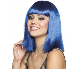 Vidēja garuma matu parūka, neona zila