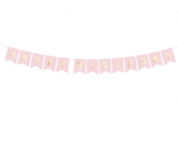 Virtene "Happy Birthday", rozā-zelta (1,75 m)