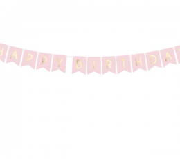 Virtene "Happy Birthday", rozā-zelta (1,75 m)