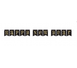 Virtene "Happy New Year", melna-zelta (2,13 m)