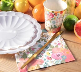 Ziedu šķīvji, balti (8 gab./18 cm) 1