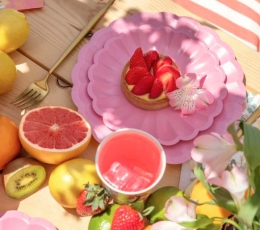 Ziedu šķīvji, rozā (8 gab./18 cm) 1