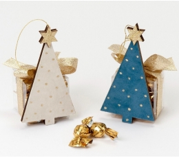 Ziemassvētku eglītes rotaļlieta ar konfektēm "Ziemassvētku eglīte" (brūna / zila) (13 cm / 39 gr)