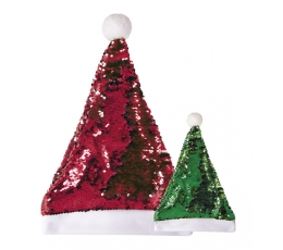 Ziemassvētku vecīša cepure ar spīdumiem, sarkani -zaļa