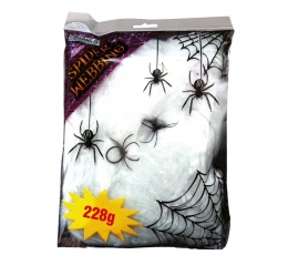 Zirnekļa tīkls ar zirnekļiem, balts (228 g)