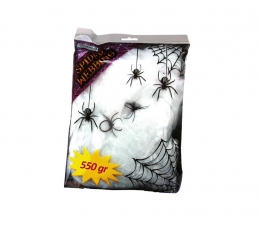 Zirnekļa tīkls ar zirnekļiem, balts (500 g.)