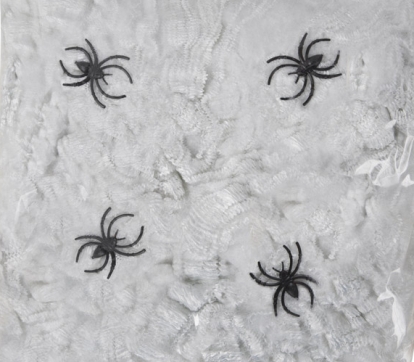 Zirnekļa tīkls ar zirnekļiem, balts (56 g.)