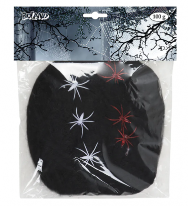 Zirnekļa tīkls ar zirnekļiem, melns (100 g)