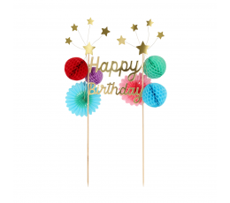 Zvaigznīšu kūkas dekorācija "Daudz laimes dzimšanas dienā"