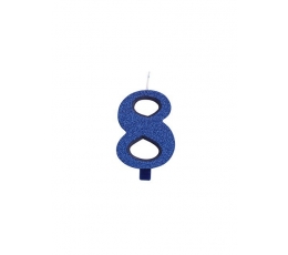 Svecīte "8", zila (9,5 cm)