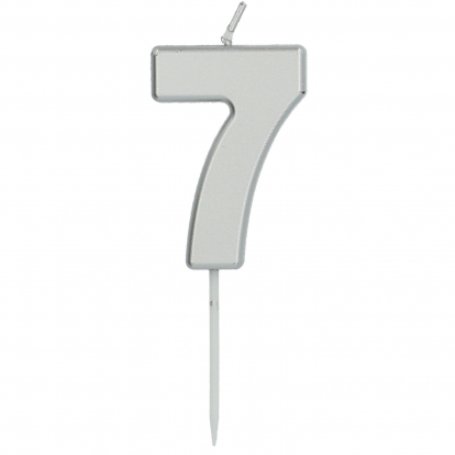 Kūku svece uz kociņa "7", sudraba