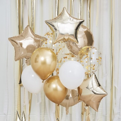 Комплект из воздушных шаров "Сделай сам", бело-золотой (12 шт.)