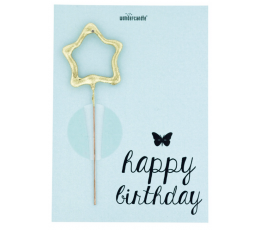 Бенгальский огонь с открыткой "Happy Birthday pastel"  (11х8 см)