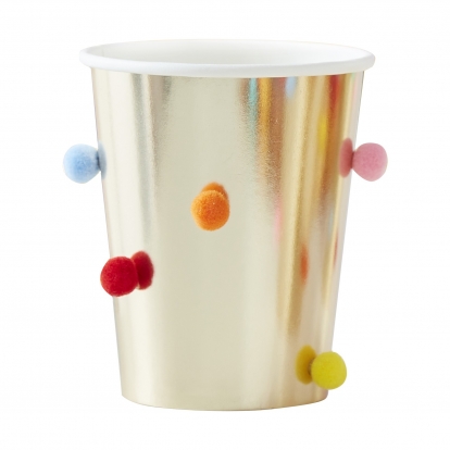 Чашки золотистые с цветными клубнями (8 шт./255 мл) 