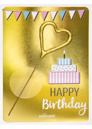 Чудо-свеча с открыткой "С Днем Рождения золотая" (11x8 см)