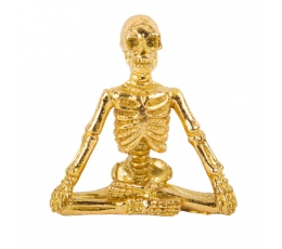 Декорация "Сидящий скелет", золотое (7,3х7,5 см)