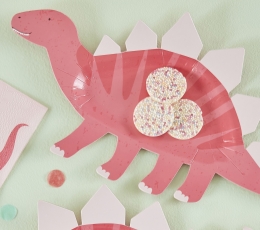 Фигурные тарелки "Розовые динозавры" (8 шт./30x16 см)  1