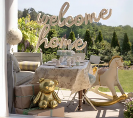 Набор фольгированных шаров "Welcome home" (250x55 см), кремовый 2