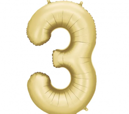 Фольгированные шары "3", золотые (86 см), матовые