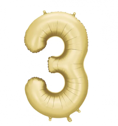 Фольгированные шары "3", золотые (86 см), матовые