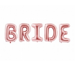 Фольгированные шары-буквы "Bride", розовое золото (86 см).
