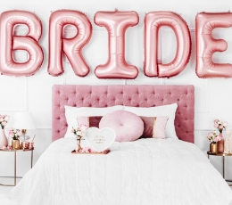 Фольгированные шары-буквы "Bride", розовое золото (86 см). 1