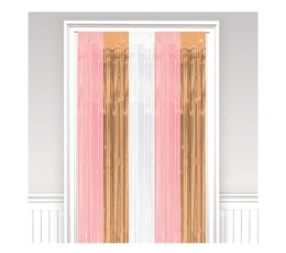 Фольгированные занавески - дождик, розовое - золото (243 x 91 см)