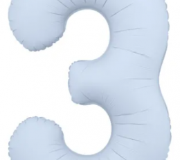 Фольгированный шар "3", пастельно-голубой (85 см)