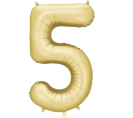 Фольгированный шар "5", золотой (86 см), матовый