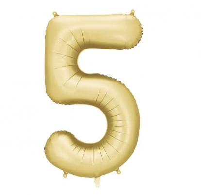 Фольгированный шар "5", золотой (86 см), матовый