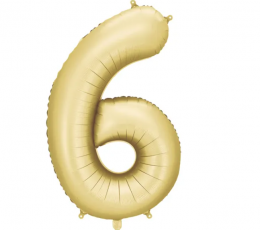Фольгированный шар "6", золотой (86 см), матовый