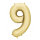 Фольгированный шар "9", золотой (86 см), матовый