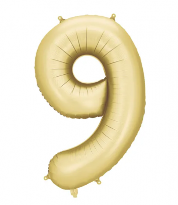Фольгированный шар "9", золотой (86 см), матовый