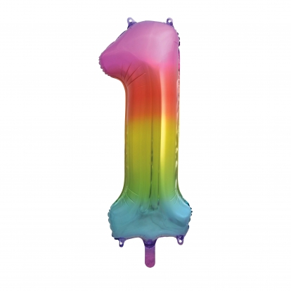Фольгированный шар - цифра "1", разноцветный пастель (86 см)