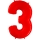 Фольгированный шар - цифра "3", красный (102 см)