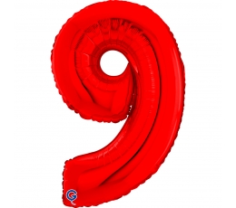 Фольгированный шар - цифра "9", красный (66 см)