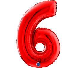 Фольгированный шар-цифра «6», красный (66 см)
