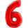 Фольгированный шар-цифра «6», красный (66 см)