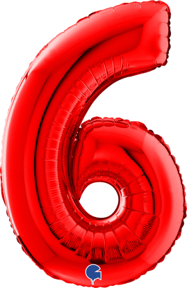 Фольгированный шар-цифра «6», красный (66 см)