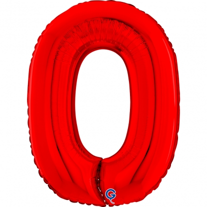 Фольгированный шар «0», красный (66 см)