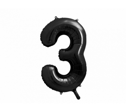 Фольгированный шарик "3", черный  (85см)